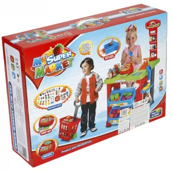 Set Mappy, Supermarket, cu casa de marcat, scanner, rafturi, lumini si sunete