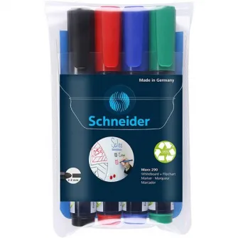 Set markere pentru tabla (whiteboard), flipchart, Schneider Maxx 290, 4 culori/set