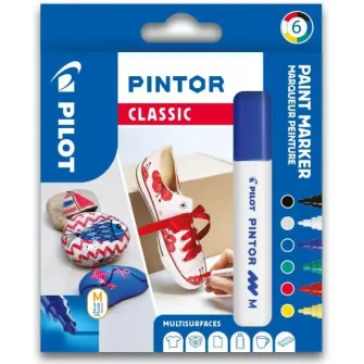 Set markere Pilot Pintor, clasic, mix 6 culori, varf mediu