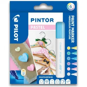 Set markere Pilot Pintor, pastel, mix 6 culori, varf mediu