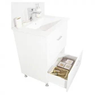Set mobilier baza si lavoar Badenmob seria 067, cu sertare, 80x46x80cm, Alb