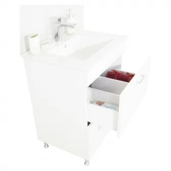 Set mobilier baza si lavoar Badenmob seria 067, cu sertare, 80x46x80cm, Alb