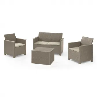 Set mobilier de gradina, Keter, Plastic, Cappuccino