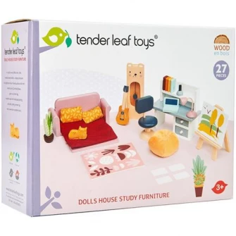 Set mobilier din lemn Tender Leaf Toys - Fantail Hall, birou, 27 piese