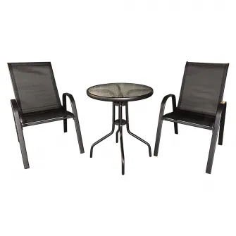 Set mobilier gradina Heinner Savona, 3 piese, otel si textil, negru