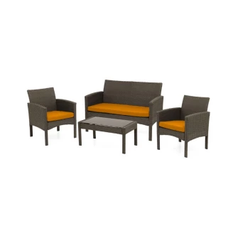 Set mobilier gradina/terasa Kring Bahamas, masa, canapea, 2 fotolii, portocaliu