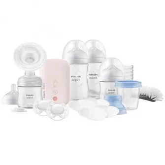 Set nou-nascut cu pompa de san electrica Philips-AVENT SCD340/31, 17 accesorii