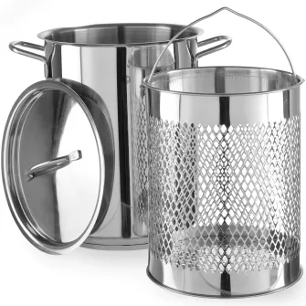 Set oala capac si cos pentru gatire la abur, otel inoxidabil 18/0 Hendi, ø160x(H)280 mm