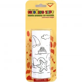 Set Papermate 12 creione cerate din plastic cu twist + carte de colorat + banda colorare auto-adeziva 10 cm* 4m