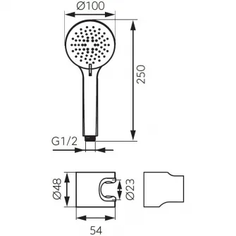 Set para dus Ferro EasyClean, 3 functii, cu suport reglabil si furtun flexibil 150 cm, Auriu