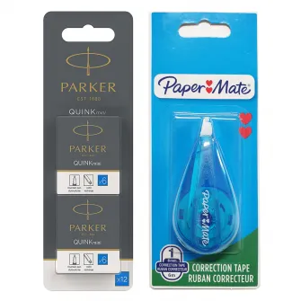Set Parker 2*6 cartuse scurte washable blue + banda corectoare 5mm*6m