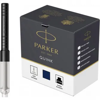 Set Parker calimara cerneala Quink albastru inchis 57 ml + convertor standard