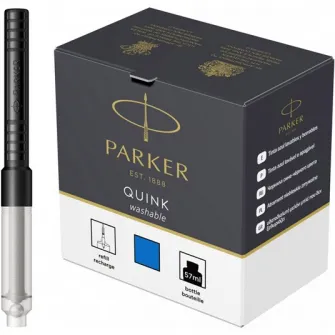 Set Parker calimara cerneala Quink albastru washable 57 ml + convertor standard
