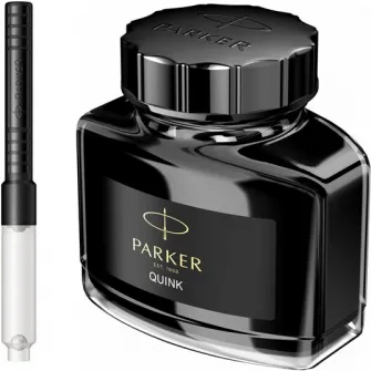 Set Parker calimara cerneala Quink negru 57 ml + convertor standard