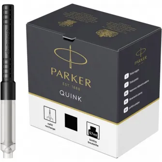 Set Parker calimara cerneala Quink negru 57 ml + convertor standard