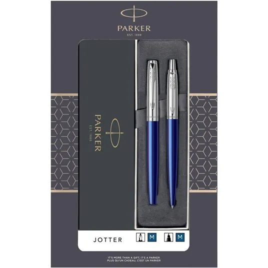 Set Parker Stilou + Pix Jotter Royal Blue CT in cutie cadou cu fereastra