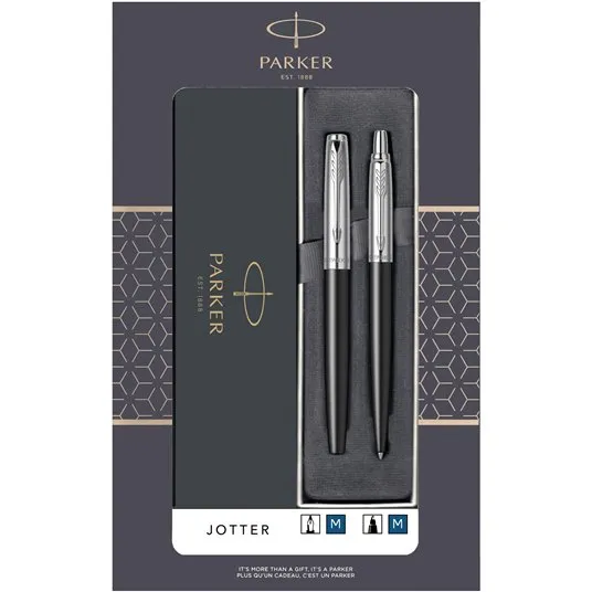 Set Parker Stilou + Pix Jotter Royal Bond Street Black CT in cutie cadou cu fereastra