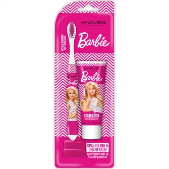 Set Pasta de dinti + Periuta dinti Barbie, Naturaverde kids, 25ml + 1 buc