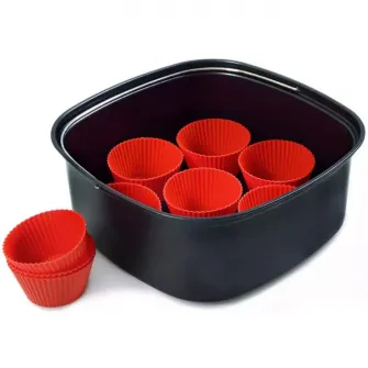 Set pentru copt XXL Philips Airfryer HD9956/00, Seria 7000, 1 tava de copt cu dimensiuni pentru intreaga familie (3L) , 9 forme din silicon pentru briose