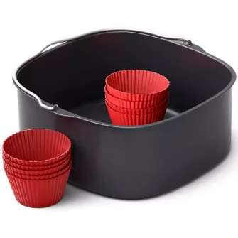 Set pentru copt XXL Philips Airfryer HD9957/00, seria 5000, Tava de copt (2,5l), 9 forme din silicon pentru briose