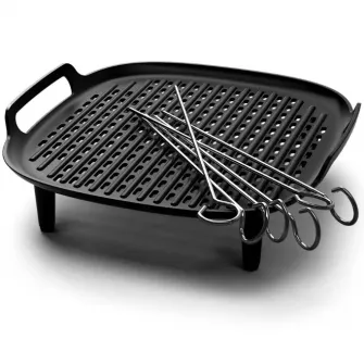 Set pentru gratar XXL Philips Airfryer HD9959/00, Seria 5000, accesoriu plita-gratar neaderenta, 6 bete de frigarui pentru a face retete speciale la gratar