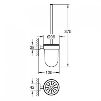 Set perie WC Grohe Essentials Cube, Crom