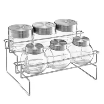 Set recipiente condimente cu suport metalic, Ambition Spice, 7 piese