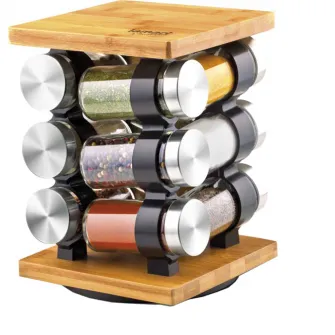 Set recipiente pentru condimente Lamart, 12 piese, suport bambus