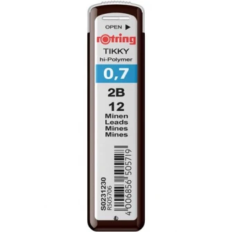 Set Rotring 3 x etui mine grafit 0.7 2B + Radiera Tikky 30