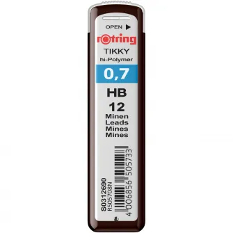 Set Rotring 3 x etui mine grafit 0.7 HB + Radiera Tikky 30