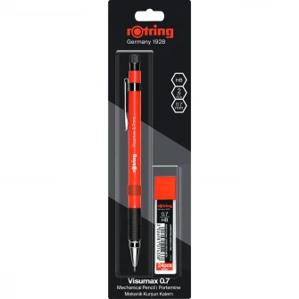 Set Rotring Visumax creion mecanic 0.7 mm Red + etui mine grafit 0.7 HB