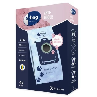 Set saci material sintetic Electrolux E203S s-bag® Anti-Odour, captusiti cu un strat de ceara care absoarbe mirosurile neplacute - 4 saci