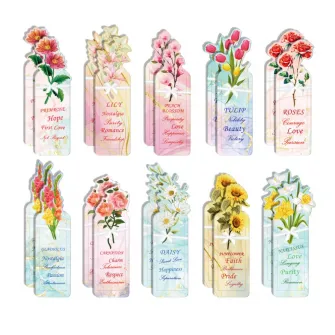 Set semne de carte florale, Tyrael-SEA, 20 bucati, multicolor