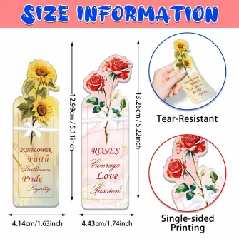 Set semne de carte florale, Tyrael-SEA, 20 bucati, multicolor