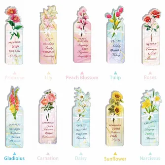 Set semne de carte florale, Tyrael-SEA, 20 bucati, multicolor