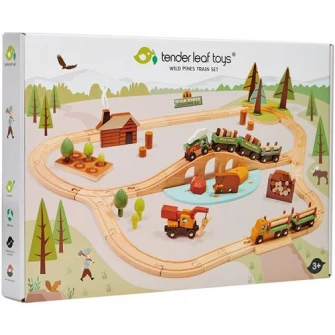 Set trenulet Tender Leaf Toys - Wild pines, cu accesorii