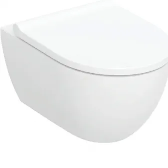 Set vas WC suspendat Geberit Acanto 502.718.00.1 cu capac WC, spalare verticala, forma inchisa, TurboFlush, ceramica, alb
