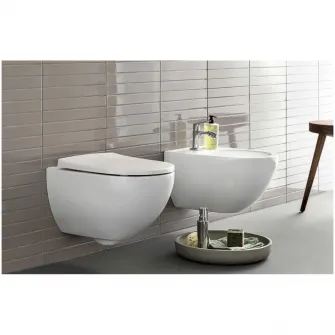 Set vas WC suspendat Geberit Acanto 502.718.00.1 cu capac WC, spalare verticala, forma inchisa, TurboFlush, ceramica, alb