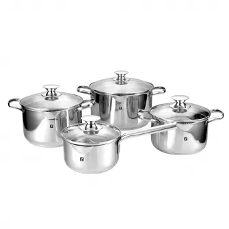 Set vase din inox pentru gatit Zokura, 8 piese, inductie