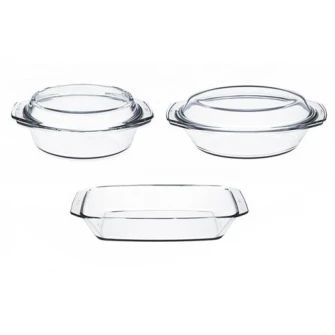 Set vase termorezistente Simax, 1,5 L, 2,4 L cu capac, 2,4 L, fara capac, 5 piese
