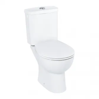 Set WC Grohe Bau Ceramic 39496000, pe podea, evacuare orizontala, SoftClose, Rimless, alb