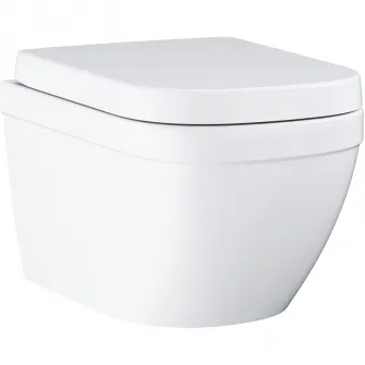Set WC Grohe Euro Ceramic 39693000, suspendat, rimless, Triple Vortex, capac SoftClose, Alb