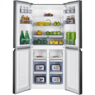 Side by side Beko GNO46623XPN, 466 l, Clasa D, Motor ProSmart Inverter, HarvestFresh, Display touch control, XXL Bottle holder, H 180 cm, Inox