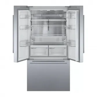 Side by side Bosch KFF96PIEP, MultiDoor, 573 l, Clasa E, NoFrost, HomeConnect, AirFresh Filter, VitaFresh, 183 cm, Inox antiamprenta