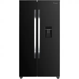 Side by side Fram FSBS-HM440NFBKWDE++, 439 l, No Frost, Clasa E, Compresor Inverter, Display, Dozator de apa, Functie smart, H 176.5 cm, Negru