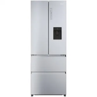 Side by Side Haier HFR5719EWMG, 444l, Total No Frost, Dozator apa, Display touch, My zone plus, Raft vinuri pliabil, Clasa E, H 190 cm, Gentle Silver