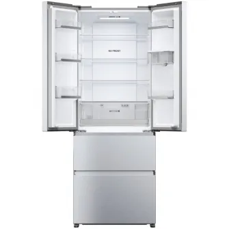 Side by Side Haier HFR5719EWMG, 444l, Total No Frost, Dozator apa, Display touch, My zone plus, Raft vinuri pliabil, Clasa E, H 190 cm, Gentle Silver