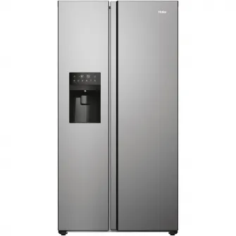 Side by side Haier HSR5918DIMP, 511 l, Total No Frost, Display touch, Dispenser apa si gheata, Clasa D, H 177 cm, Platinum Inox