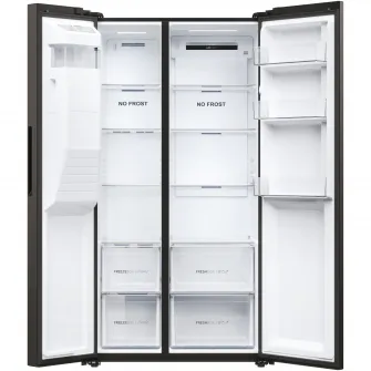 Side by side Haier HSR5918DIPB, 511 l, Total No Frost, Display touch, Dispenser apa si gheata,Clasa D, H 177 cm, Negru