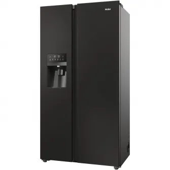 Side by side Haier HSR5918DIPB, 511 l, Total No Frost, Display touch, Dispenser apa si gheata,Clasa D, H 177 cm, Negru